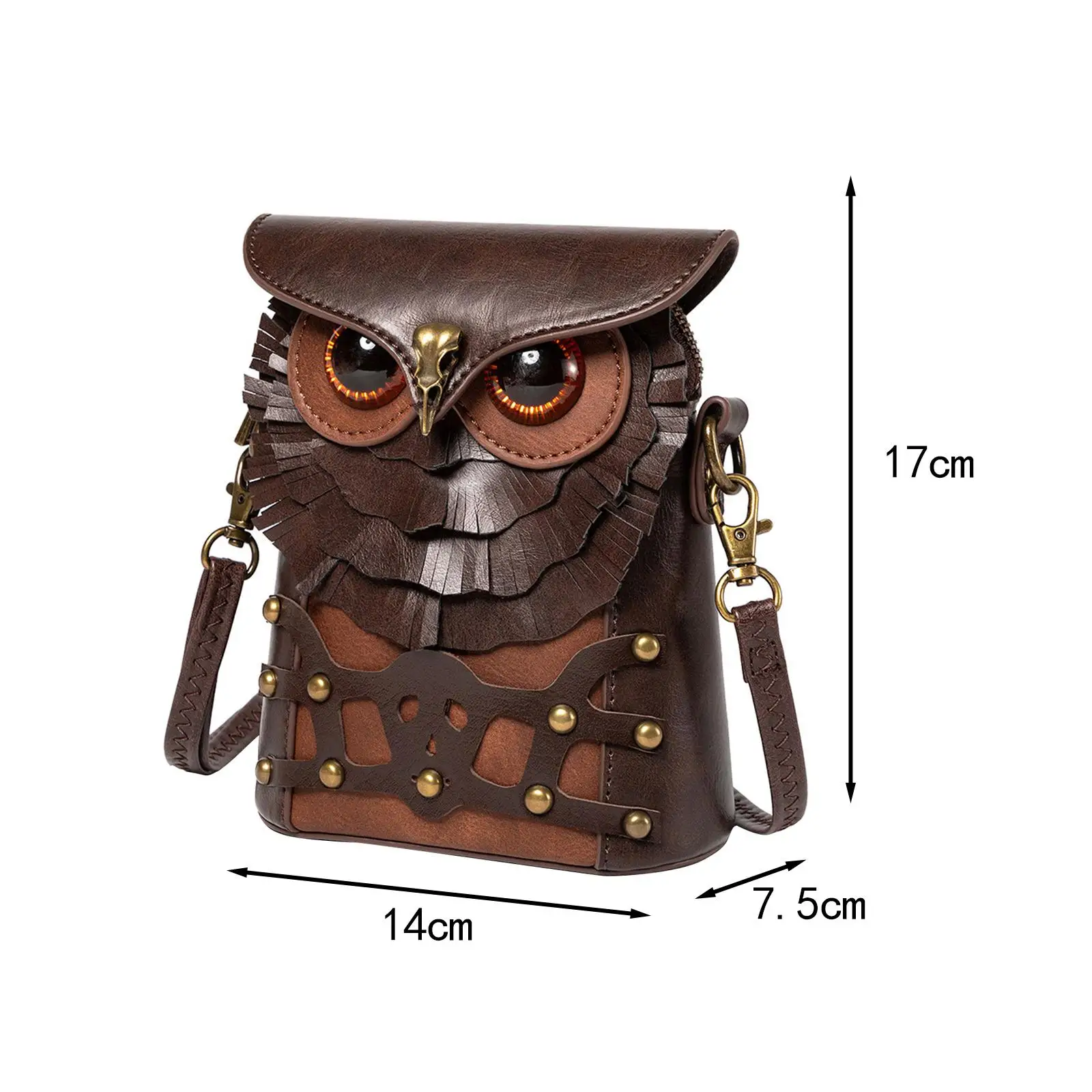 Crossbody Purse Owl Shape Gothic Owl Cartoon Satchel for Travel Cycling