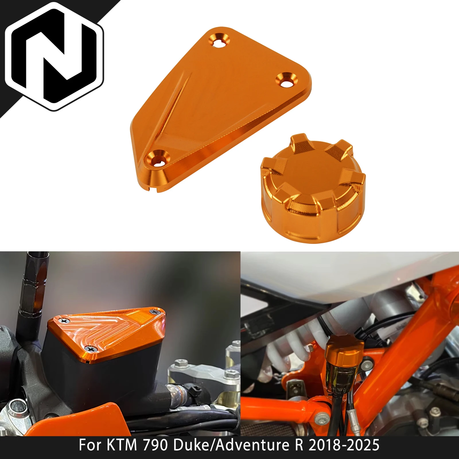 

For KTM 790 Duke 790 Adventure /Adventure R 2018-2025 890 Duke/Duke L 2021-2025 Front Rear Brake Fluid Reservoir Cap Cover