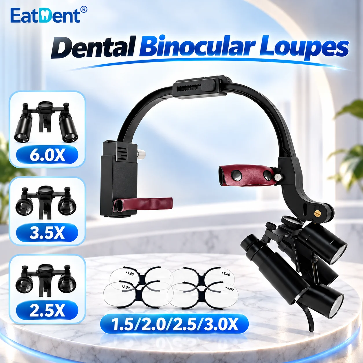 Dental Binocular Loupes 2.5X 3.5X 6X Magnification Binocular Loupe 5W LED Headlight Dentisit Surgical Equipment Dental Magnifier