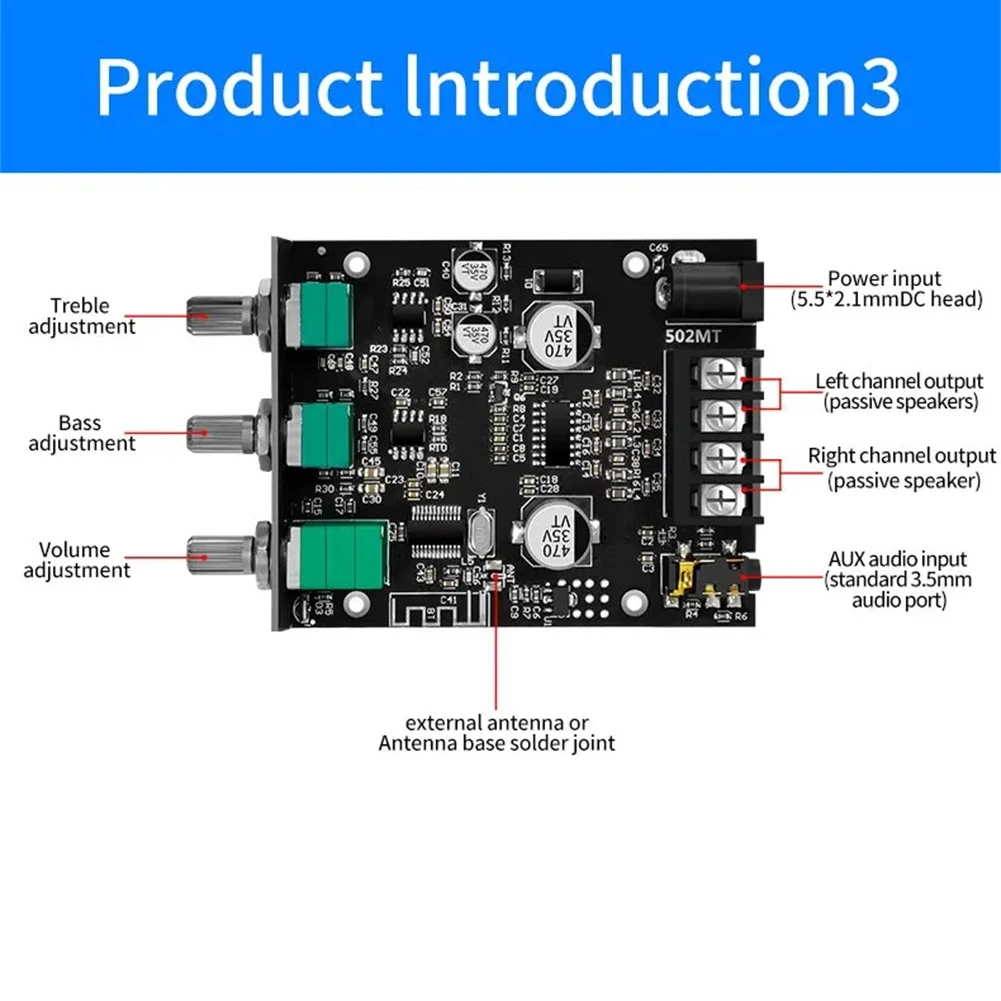 บอร์ดเครื่องขยายเสียง ZK-502MT ช่องสัญญาณชุดโมดูลบอร์ดเครื่องขยายเสียงสเตอริโอ2X50W 2.0เสียงชุดโมดูลเครื่องขยายเสียงเบส