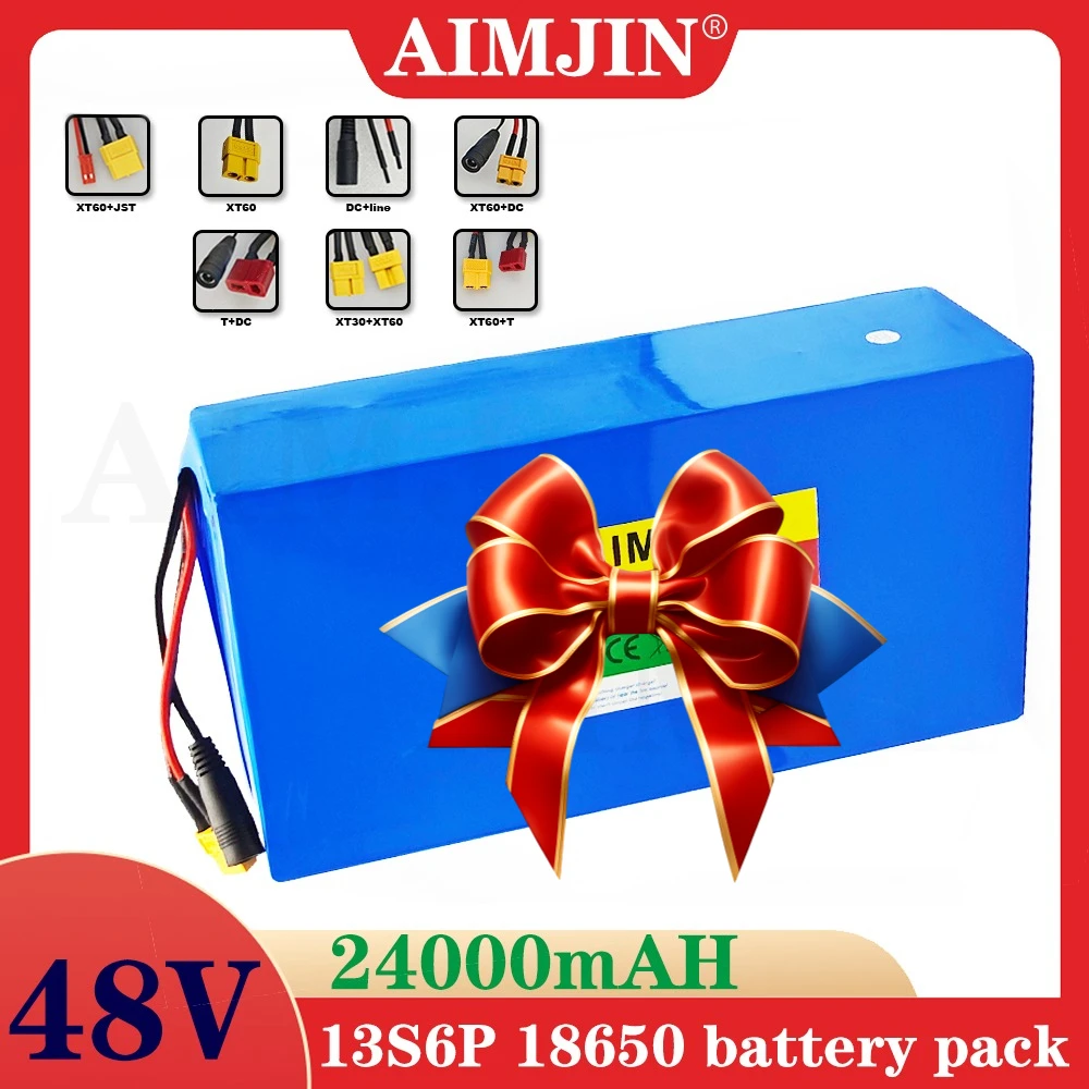 

New 48V 24AH 18650 lithium battery pack 13S6P with built-in balanced BMS 1000W high-power Power Tools, Spare Batteries
