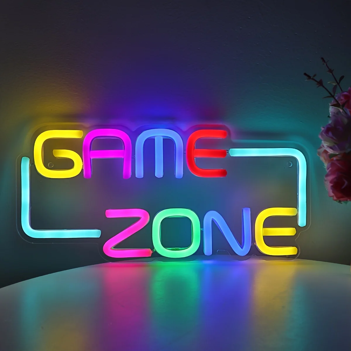 Game Zone LED Neon Sign - USB Powered, Wall Hanging, Single Color, Multipurpose Night Light for Gaming Room,Home,Party,Pub,Club