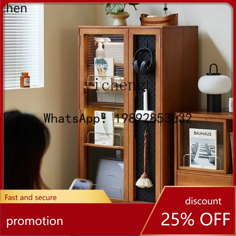 

YFY solid wood housekeeping cabinet small apartment movable balcony storage cabinet living room storage