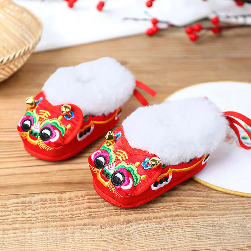 

Winter Baby Walkingshoes2025new Chinesered Retro Baby Singleshoe Child Anti Slip Softsole Home Floorsocks New Casual Walkingshoe