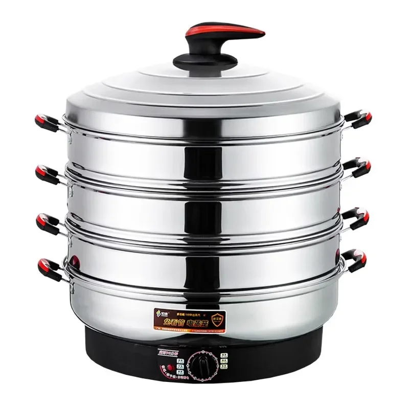 Electric Steamer Stewing and Cooking Integrated Multifunctional Pot 3-layer Electric Pot Household, Timed 75 Liters