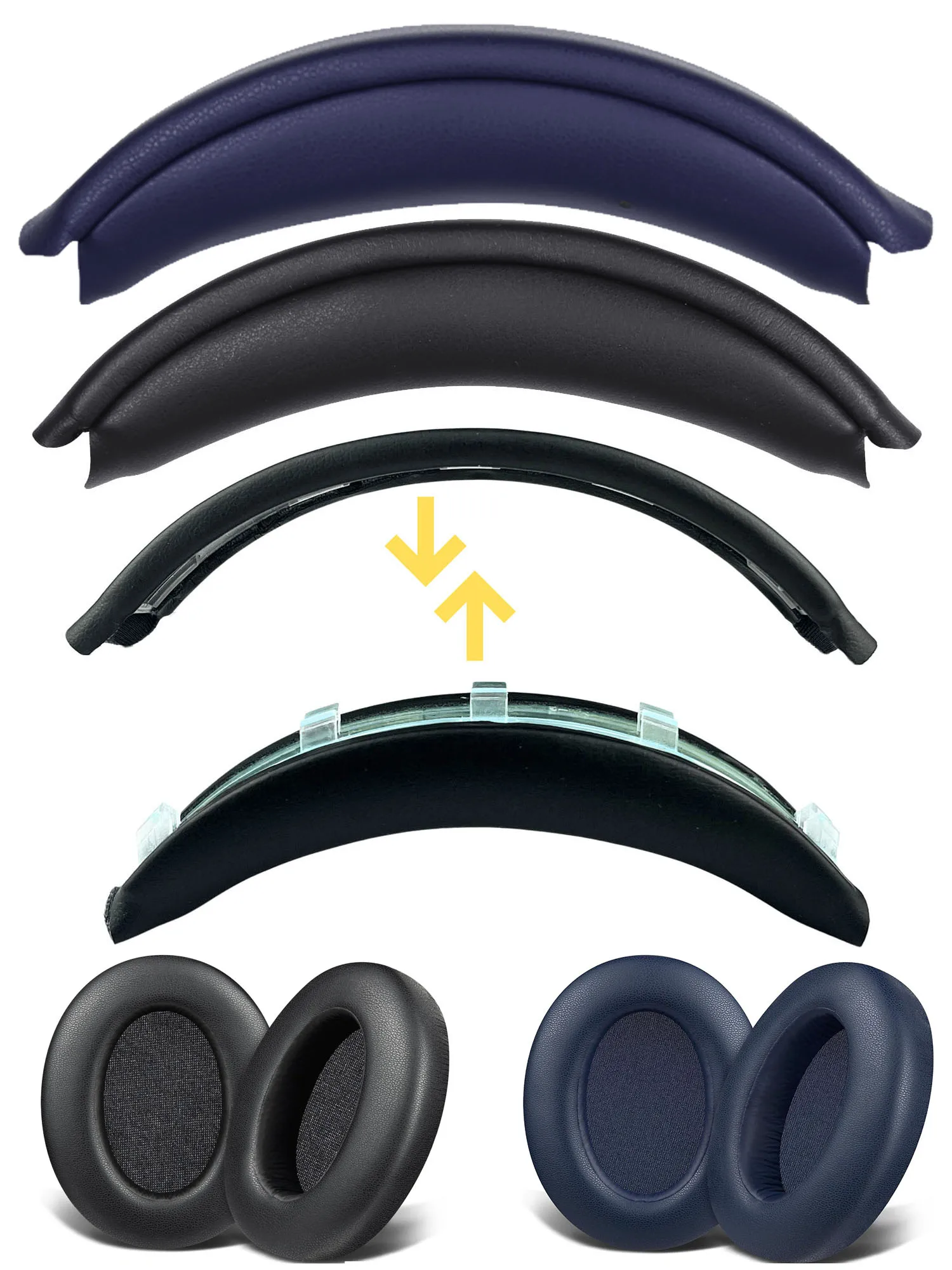 Easy Install Snap On Headband & Earpads for Sony WH-XB910N Headphone Headband Ear Cushion Cover Pad WH XB910N XB910 Headstrap