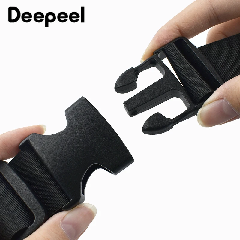 2-5Sets 15-38mm Black Nylon Webbing Plastic Release Buckle for Bag Strap Tri-Glide Slider Clasp Dog Collar Belt Adjust Ring Hook
