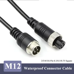 Waterproof GX12 Connector Cable 2/3/4/5/6 Pin 0.3/0.5/0.75 Square Male Female Aviation Plug IP67 Outdoor RVV Extension Wire