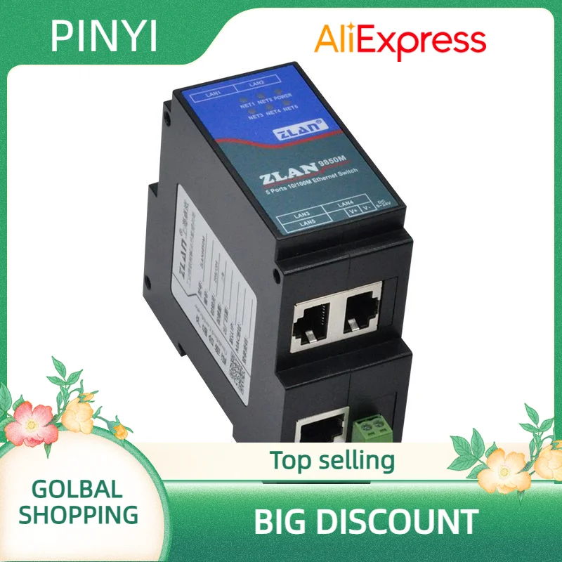 

ZLAN 5-портовый промышленный коммутатор 100-мегабитный пятипортовый Ethernet сетевой шунтирующий концентратор Plug and Play неуправляемый-ZLAN9850M
