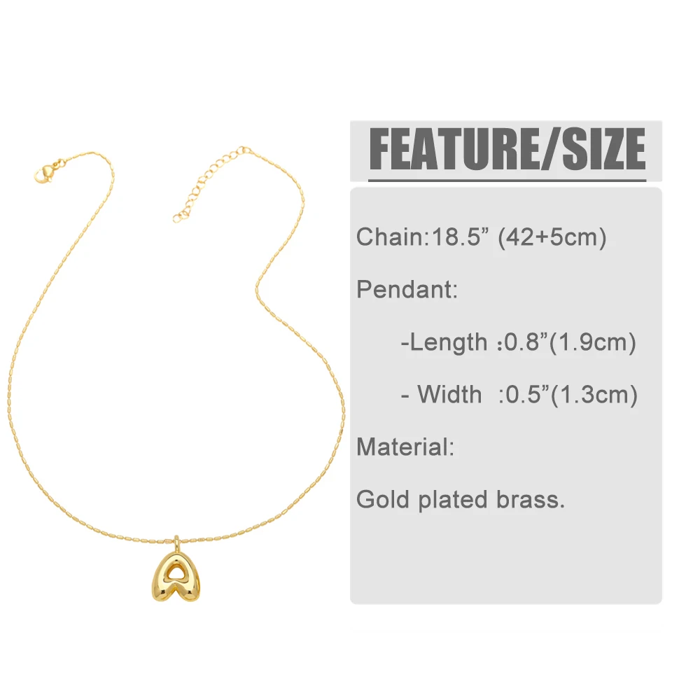 FLOLA Minimalist Gold Plated 26 Letters Initial Necklaces for Women Statement Bubble Letter Necklaces Name Jewelry nkeb873