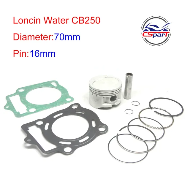 CB250 LONCIN ZONGSHEN 250 250cc chłodzony wodą tłok silnika zestawy uszczelek 70mm 16mm otwór motor terenowy atv quad