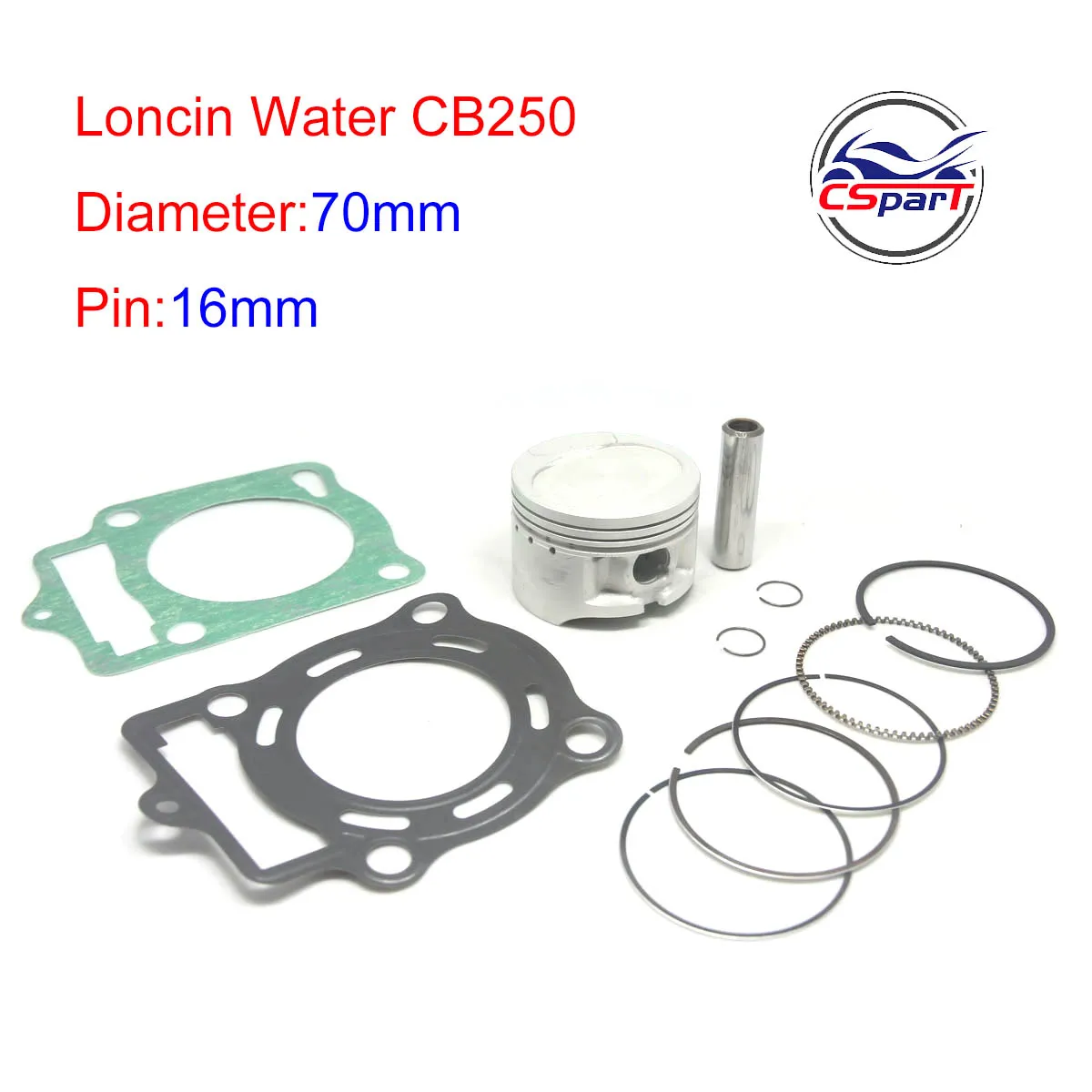 CB250 LONCIN ZONGSHEN  250 250cc water cooled engine piston Gasket sets 70mm 16mm  bore dirt bike atv quad 