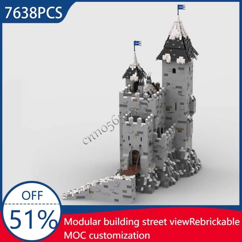 

7638 шт., индивидуальный MOC, средневековая крепость, архитектура, конец реки, модель, строительный блок, сделай сам, кирпичи, сборная игрушка, подарок на праздник