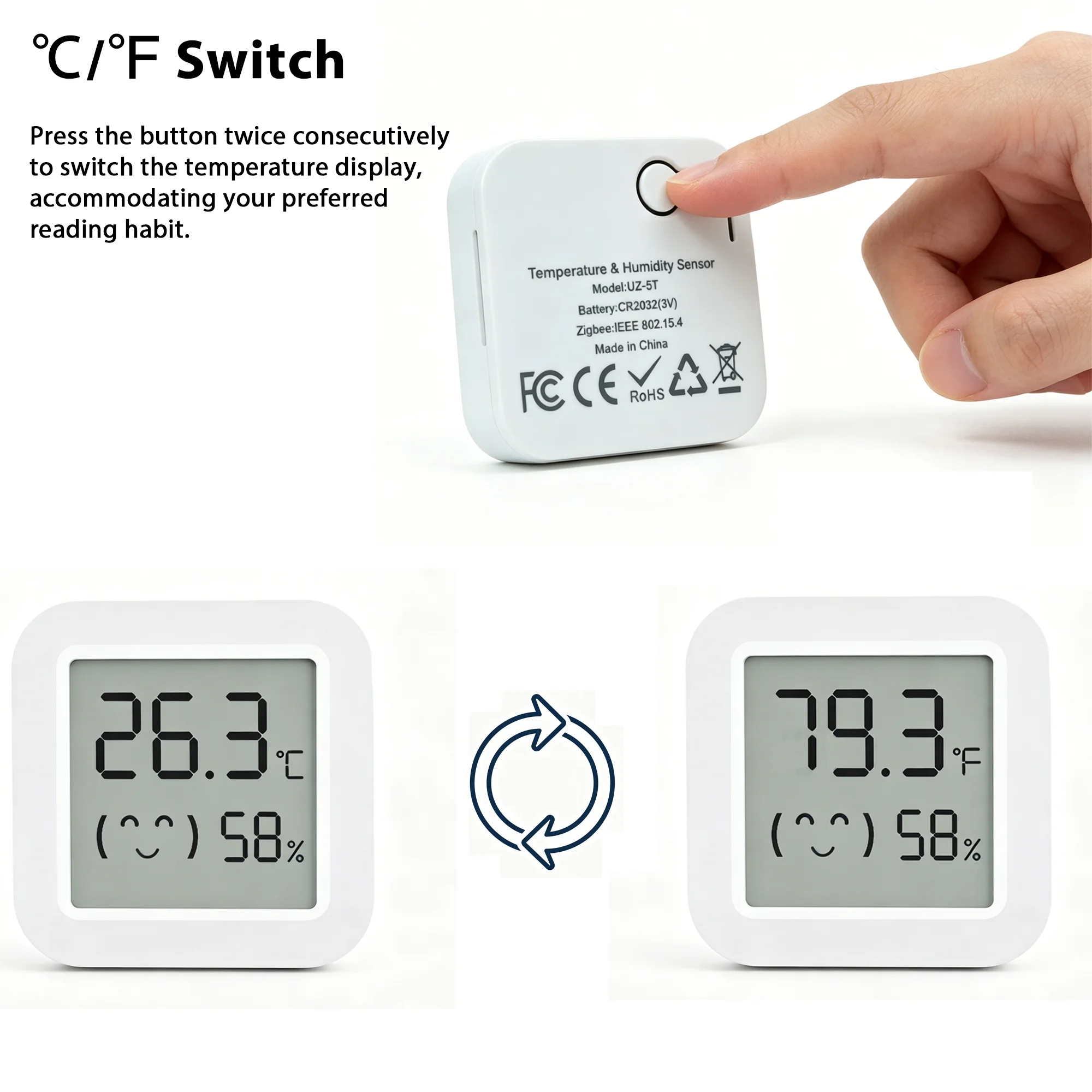 Zigbee 3.0 Temperatur- und Feuchtigkeitssensor, Zigbee 3.0 Hub erforderlich, kompatibel mit Home Assistant, ZHA, Yandex, Alexa, Zigbee2MQTT – Detail 2