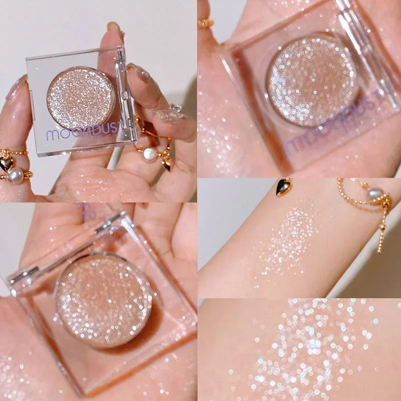 Glitter sombra iluminar os olhos compõem paletas de brilho à prova dwaterproof água monocromático sombra de olho pigmentada iluminador feminino cosméticos