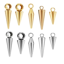 10PCS Stainless Steel Cone Charms Pendants Retro Bullet Spike Beads Charms for Women Man Hoop Earring Making Supplies