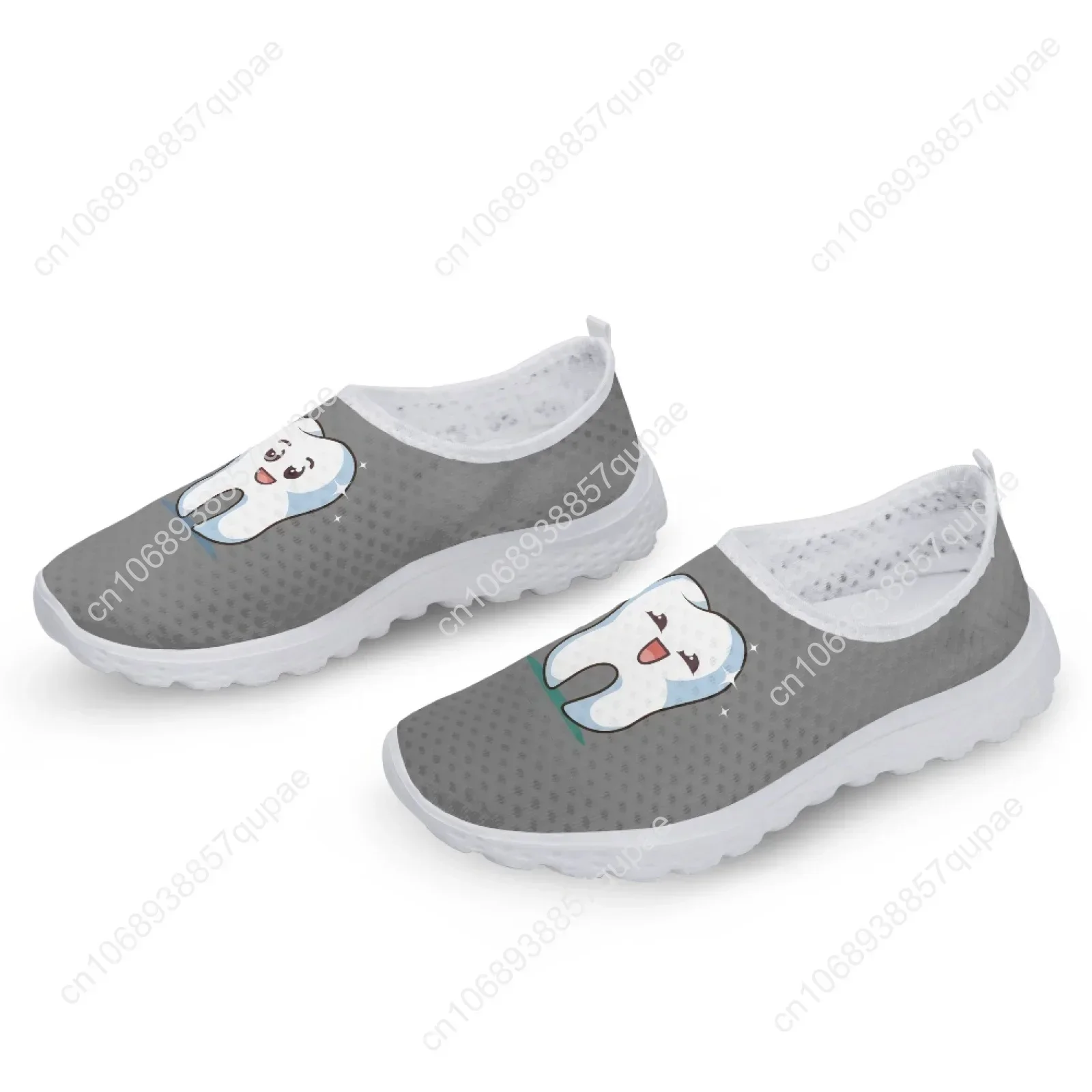 Lovely Cartoon Tooth Pattern Mesh High Quality Sneakers Women Men Teenager Casual Fashion Custom Made Tennis Flat Couple Shoes