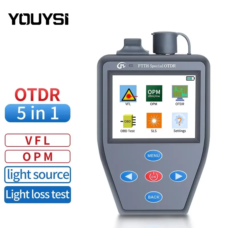 YOUYSI  4 in 1 FTTH OTDR Mini Optical Power Meter Stable light source VFL Multifunction can Test Active Fiber OTDR YYS-306N