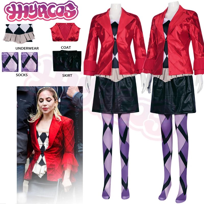 Costume de Cosplay Harleen du Film Animé, Veste de Monstre Suconsultant, Vrechargeable Jupe, Chaussettes Imbibées, Accessoires d'Halloween, Vêtements pour Femme