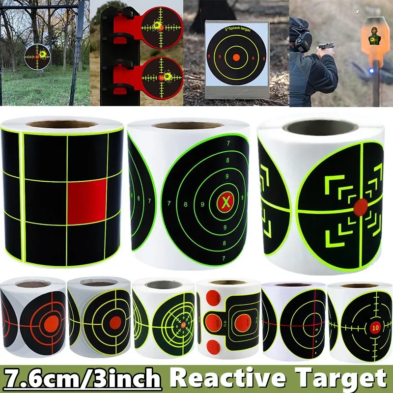 3 inch Splatter Target Stickers for Shooting Party Reactive Fluorescent Yellow Red Training Supplies 100/200/250 Dots