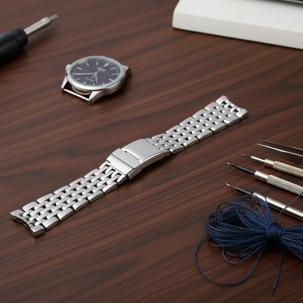 For Breitling new curve end links 7 beads 24mm Polished Silver Solid Stainless Steel Watchband Navitimer Watch Strap Bracelet