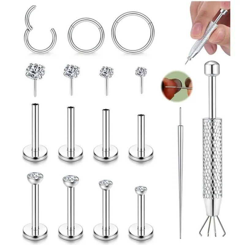 11Pcs 14K Gold Filled Flat Back Nose Studs For Women Men Hypoallergenic Surgical Steel Nose Rings Hoops- Threadless Flat Back Earrings Helix Cartilage Tragus Conch CZ Stud Labret Lip Nostril Septum Ring Body Piercing Jewelry 20G 18G 16G