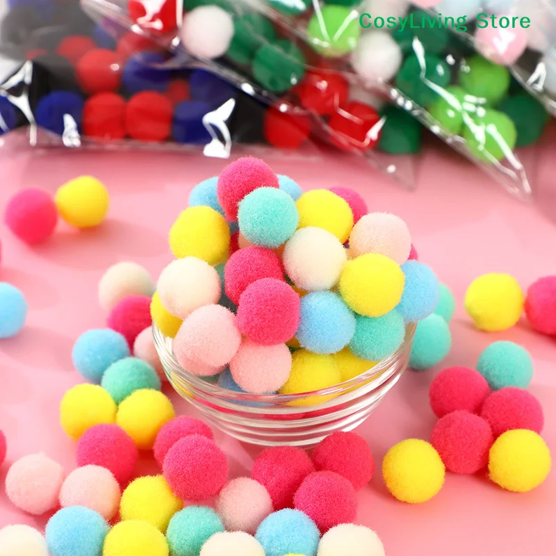 [CL]100 Pcs/lot Macaron Pompom Fluffy Ball DIY Decor Coloful Plush Ball Handmade Craft Toy Hairband Material Accessories 10mm