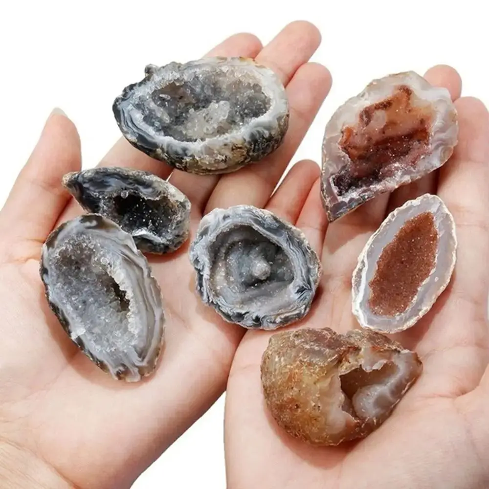 Stone Crafts Natural Agate Geodes Carved Natural Mini Cornucopia Mineral Ore Rough DIY Raw Stone Ornaments Teaching Samples