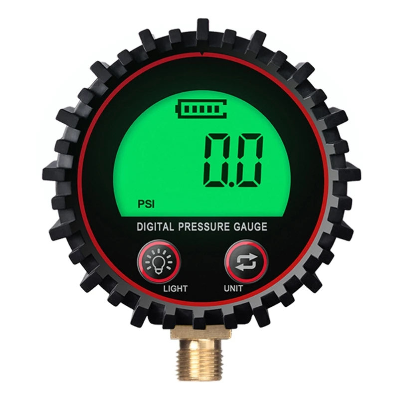 K1MF Dial Size Digital Pressure Gauge 0-255 Psi/Kpa/Bar/kgf cm² M11 Screw Thread Lower Mount Battery Powered Guage