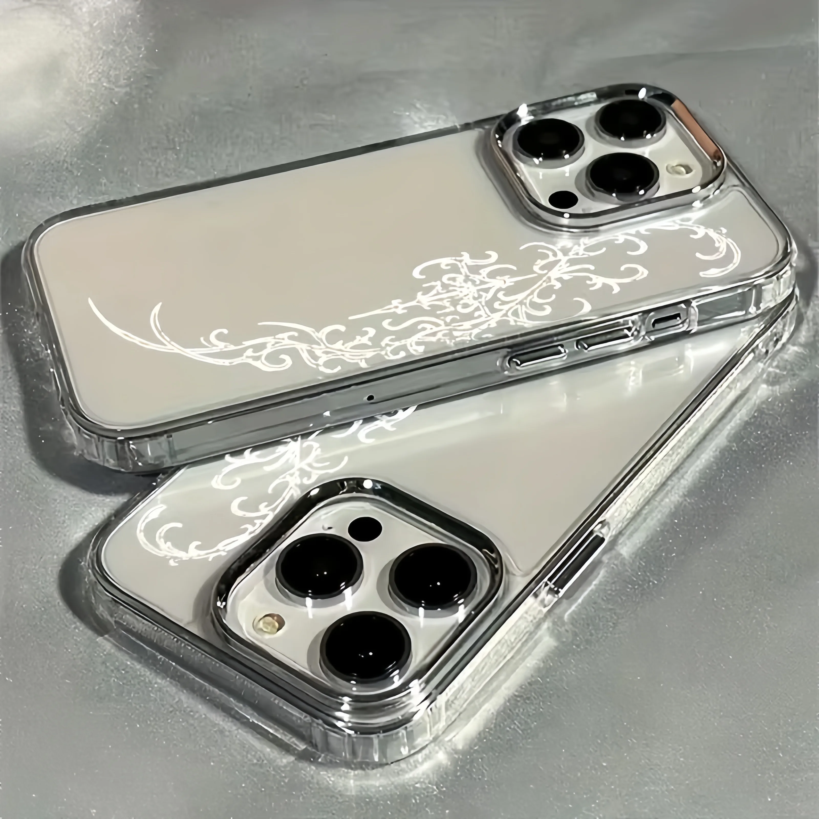 Gothic Pattern Metal Frame Transparent Soft Phone Case For iPhone 17 16 15 14 Pro Max 13 12 11 XS X XR 7 8 Plus 16E 17 Air Cover - view 3