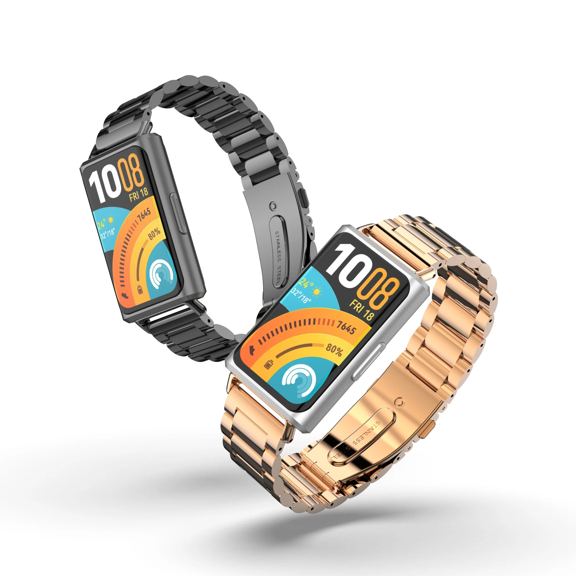 Suitable for Huawei Band 11/11pro Metal Band Solid Three Bead Stainless Steel Mesh HUAWEI Band 11/11pro Replacement Band