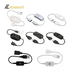 Usb Mannelijke Naar Vrouwelijke Kabel Met Aan/Uit Schakelaar Zwart Wit Knop Touch Inline Dimmer Controller Voor Led Bureaulamp Strip Licht