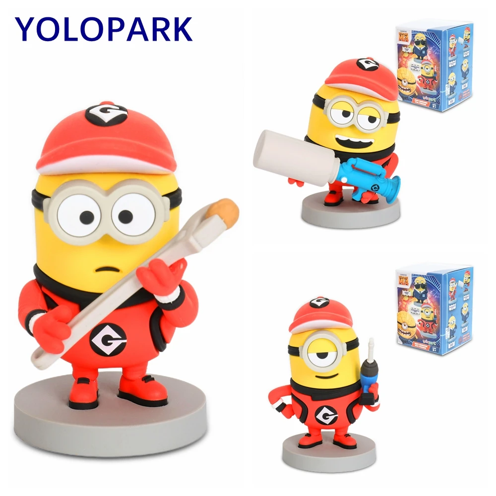 YOLOPARK 7,8 cm Minions Despicable Me 4 - Figura de PVC Ropa de trabajo Pit Crew Phil Ron Carl Modelo de juguete Regalos para niños y niñas