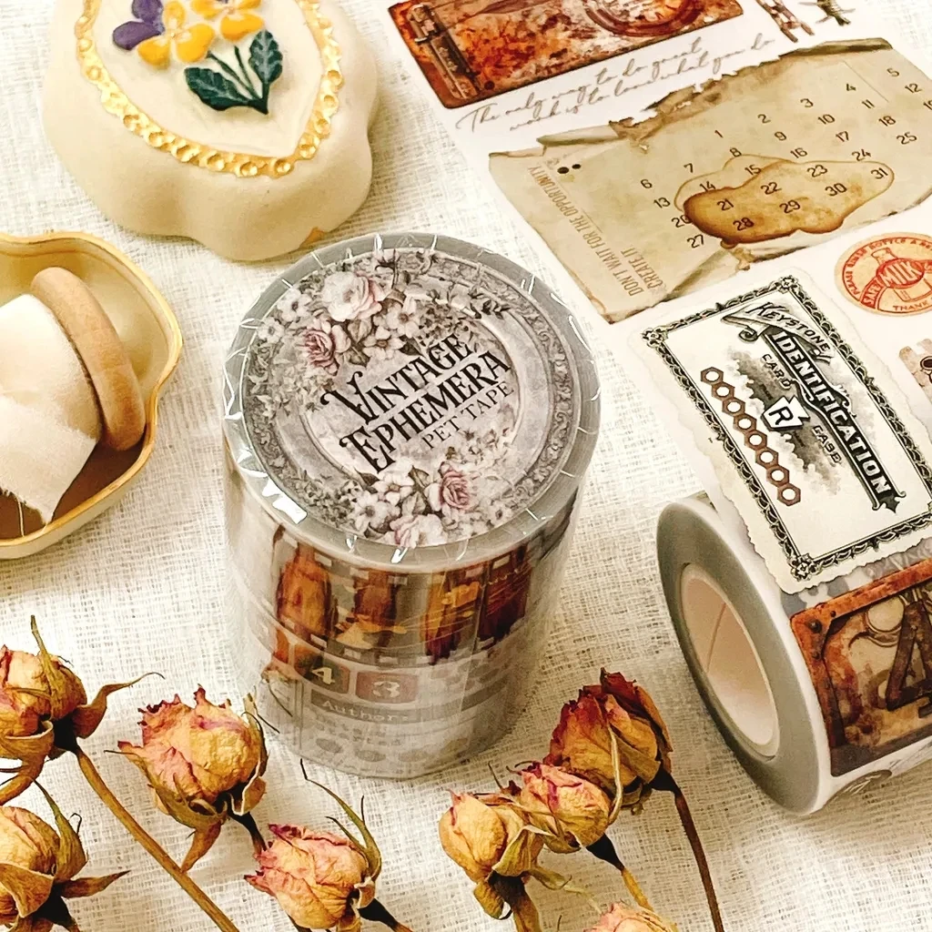 JP Vintage Ephemera Washi PET Tape for Card Making Decoration DIY Scrapbooking Plan Stickers