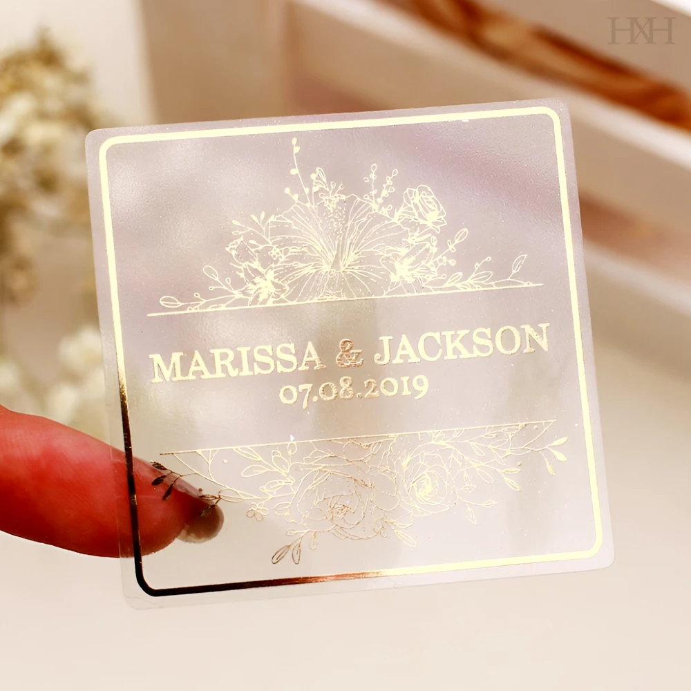 

50 sheets Personalized Wedding Stickers Wedding Bottle Stickers Wedding Favor Stickers Customizable Transparent Wedding Stickers
