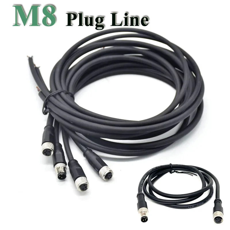 3 4 5 6 8 Pin M8 Connector Cable Aviation Plug with Line Waterproof Male Female Shielded/Unshielded Sensor Connection Wire