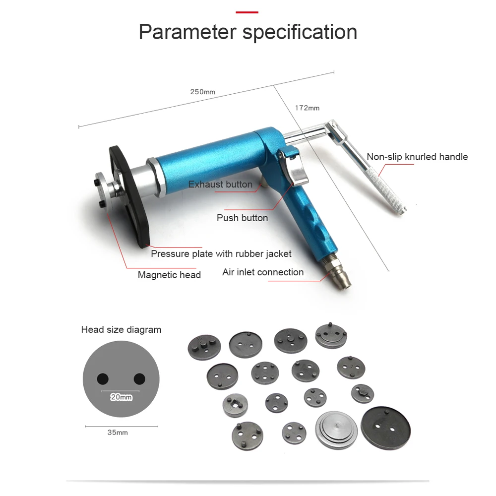 Tool Pneumatic Disc Brake Sub-Pump Inspection tools Disc Air Operated Piston Car Disassembly Tools For Pressing The Brake Piston