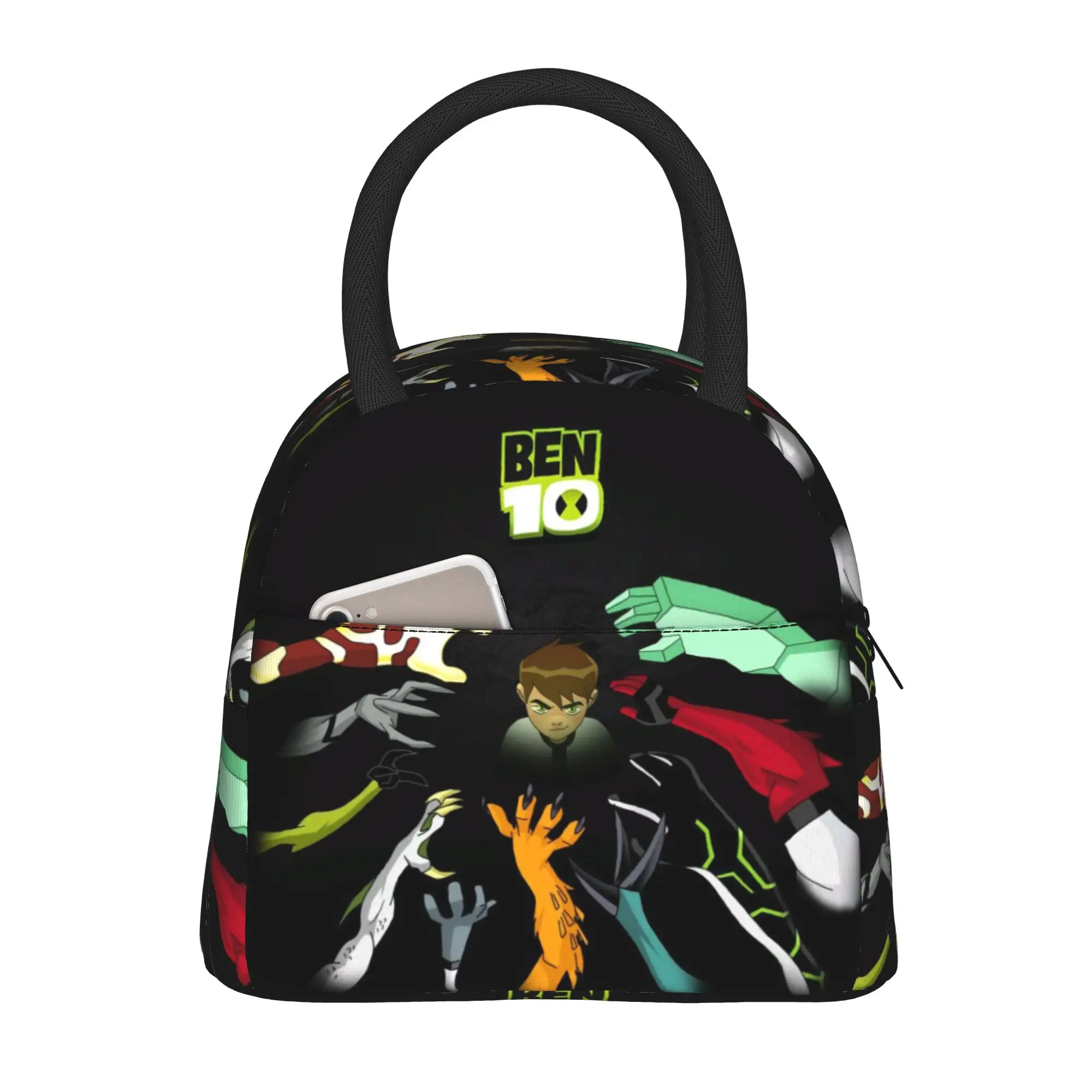 Back to school season Ben 10  Food Bag  Ben Tennyson With Alien Arms Large Capacity Cool Classic Solid Lunch Bag
