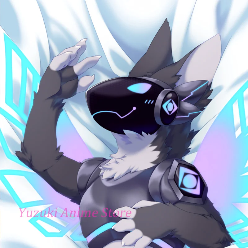 Anime Body Pillowcase Protogen Furry Hugging Dakimakura Life-Size 2WAY Double-Sided Print Pillow Cover