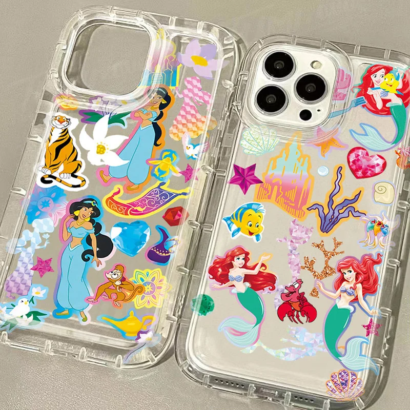 Disney Princess Ariel Jasmine Case for iPhone 15 14 13 12 11 Pro Max XR XS X 8 7 6 6S Plus SE 2020 Shockproof Clear Back Cover