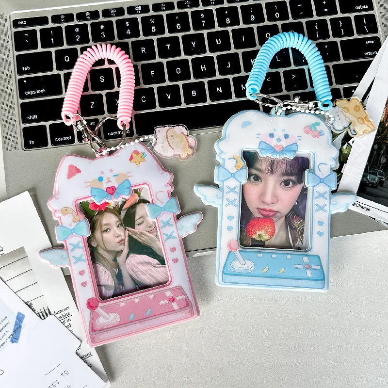 

Kawaii 3 inch Kpop Photocard Holder panda Photo PVC Card Holder Bag Pendant School Stationery idol campus meal card bus card