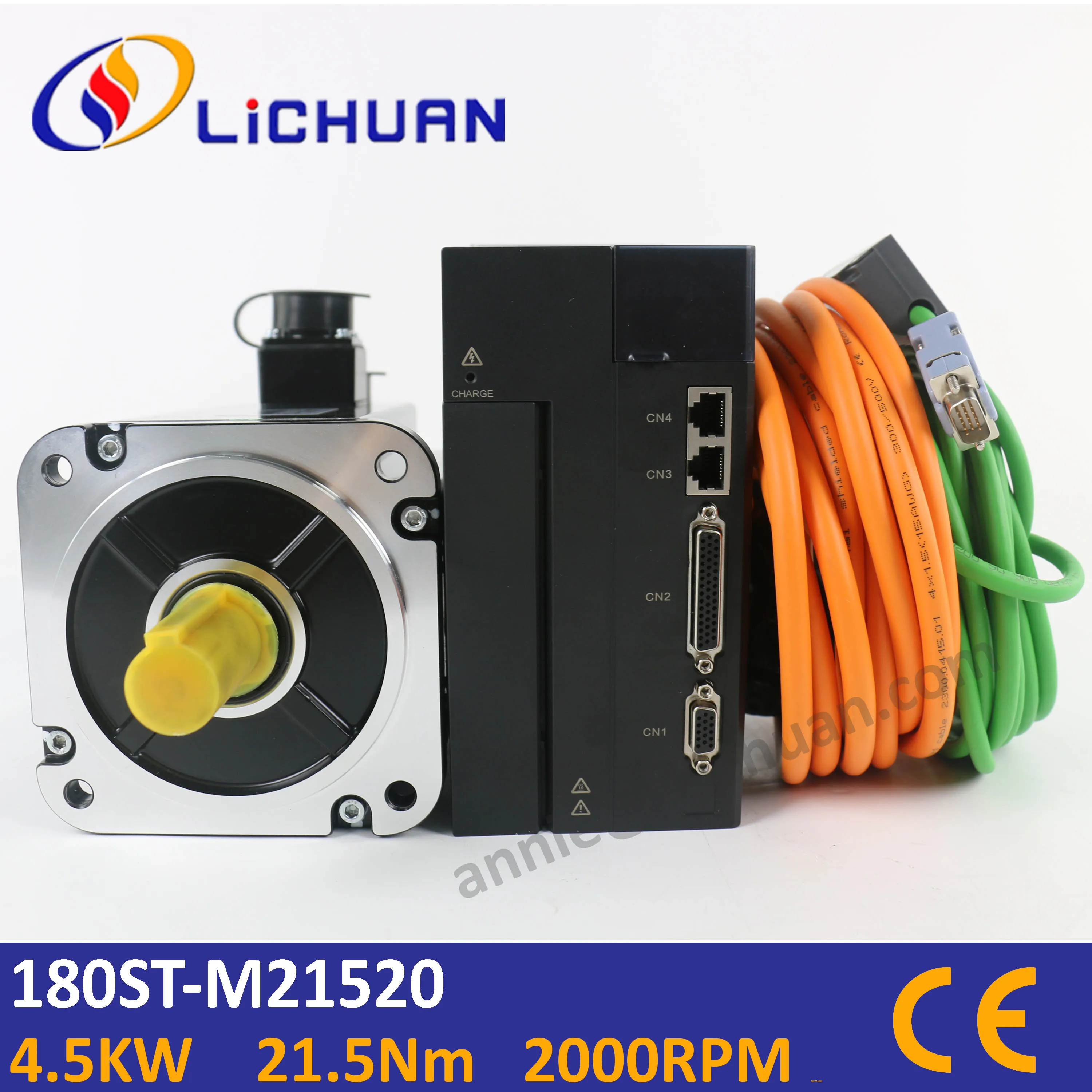 

AC servo motor 4.5KW 3phase AC380V 21.5Nm 2000rpm Flange180 180st-M21520 4.5kw servomotor with driver kit for CNC milling