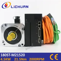 AC servo motor 4.5KW 3phase AC380V 21.5Nm 2000rpm Flange180 180st-M21520 4.5kw servomotor with driver kit for CNC milling