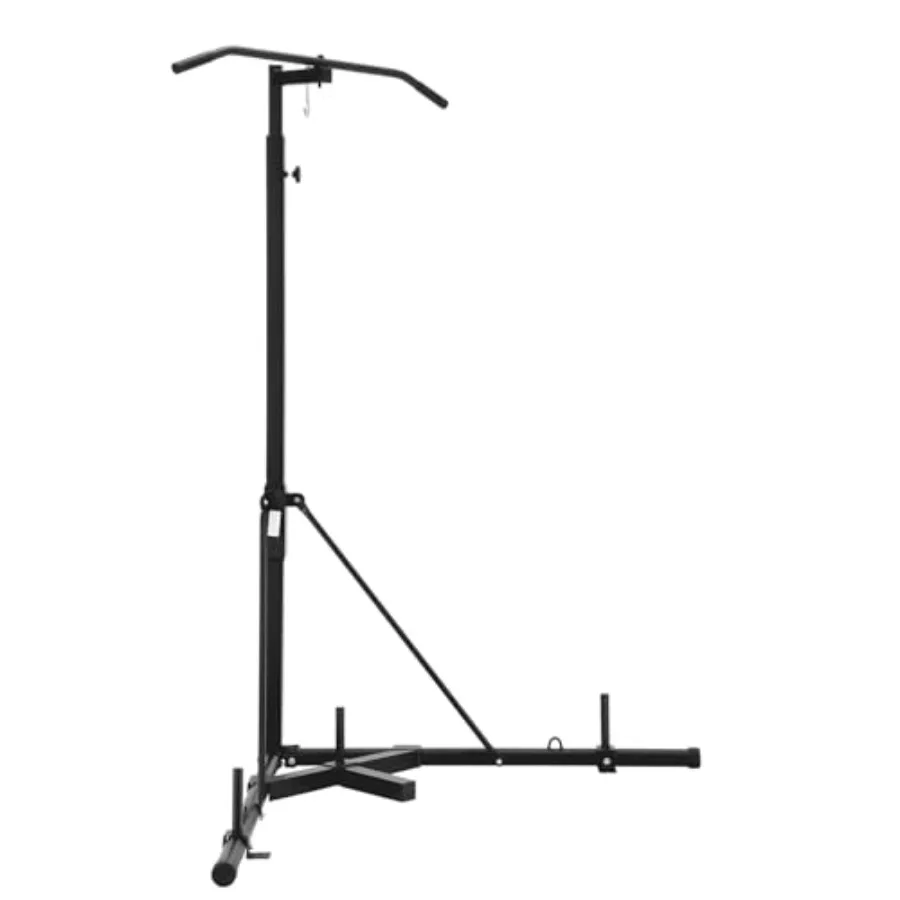 Home gym MMA training: heavy duty steel 2-in-1 adjustable punching bag stand with pull-up bar black holds up to 140lbs