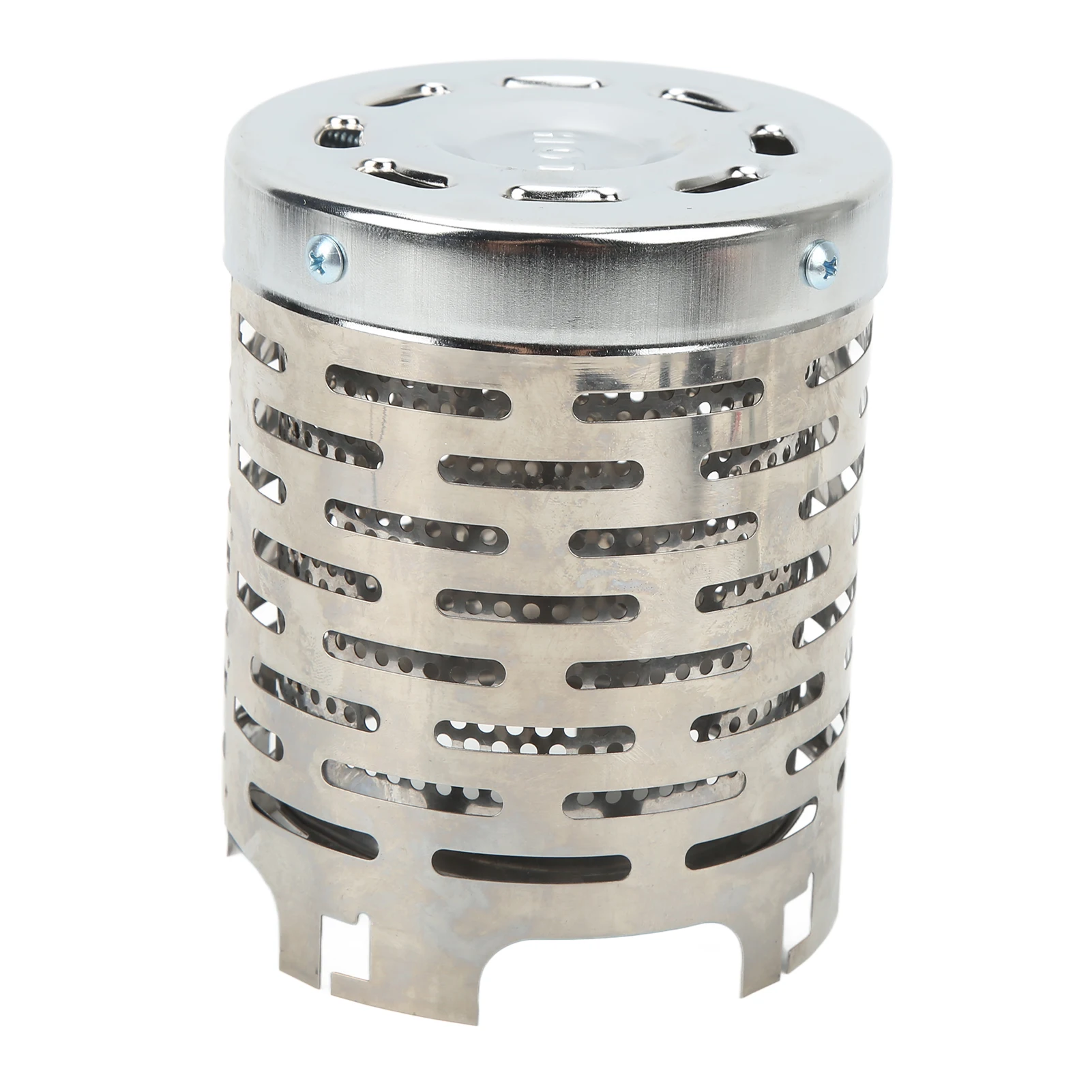 Camping Mini Heater Cover Silver Stainless Steel Camping Warming Stover Cover Safe Avoid Flame Spillage with Handle for Picnics