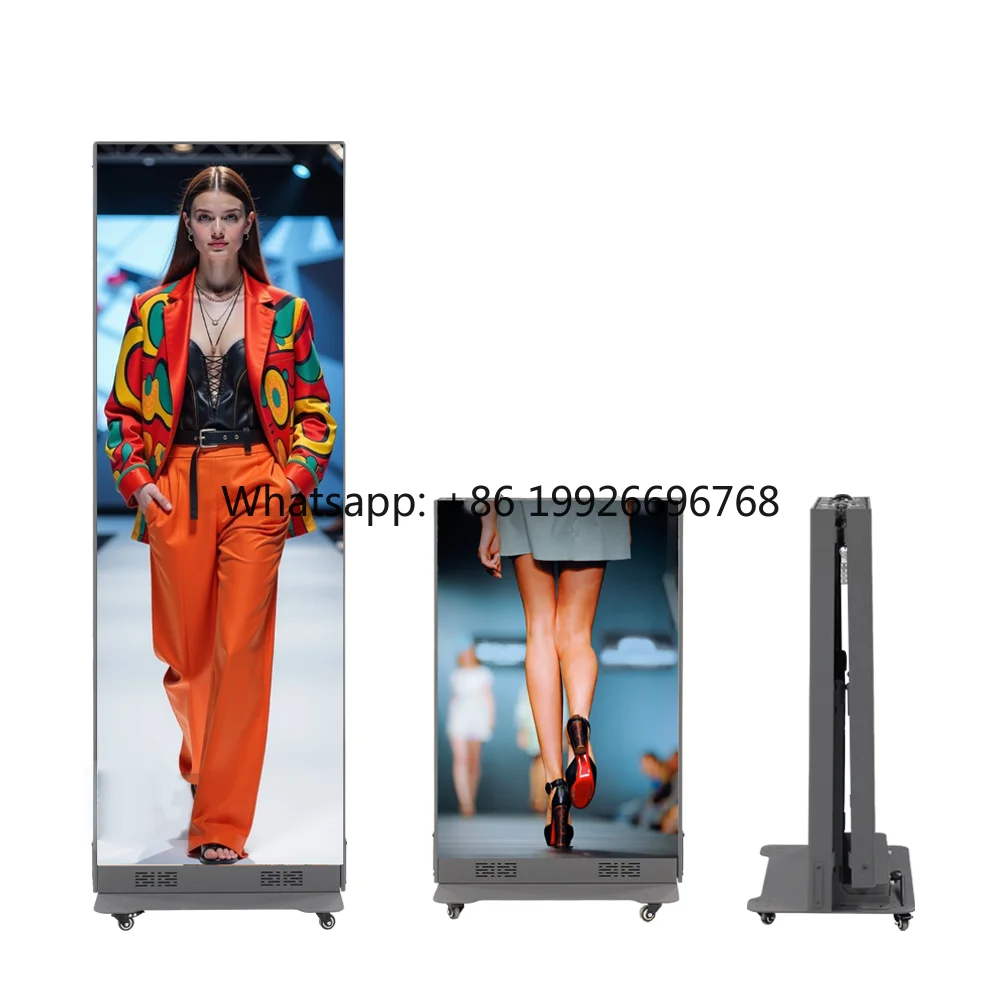 Indoor HD Folding Slim LED Advertising Screen with P2.5 Pixel Pitch Movable for Retail Store and Elevator Use