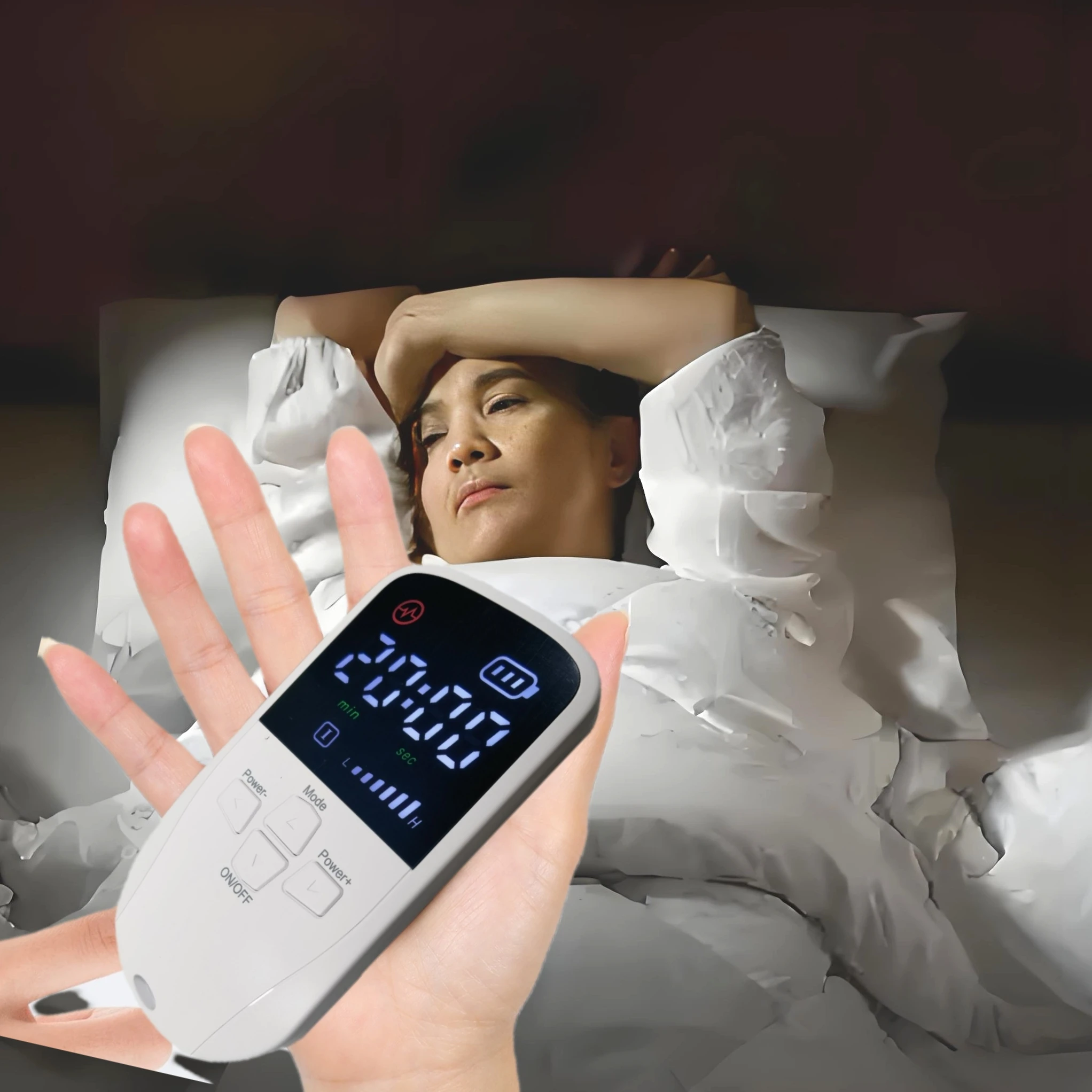 

Mini EMS Pulse Sleep Aid - CES Therapy for Anxiety Relief, Neuro Nerves Stimulation & Deep Sleep Enhancement