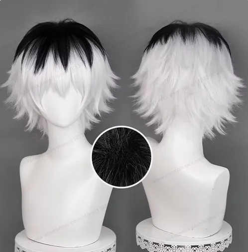 

Sasaki Haise Cosplay Wig 30cm Short Silver White Black Man Hair Anime Heat Resistant Synthetic Wigs