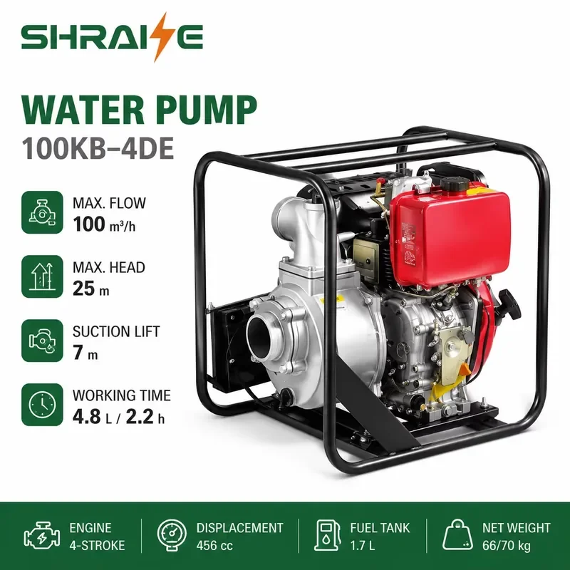

100KB-4DE 4 Inch Portable Water Pump Electric Start 100m³/h Self Priming Farm Irrigation Pump