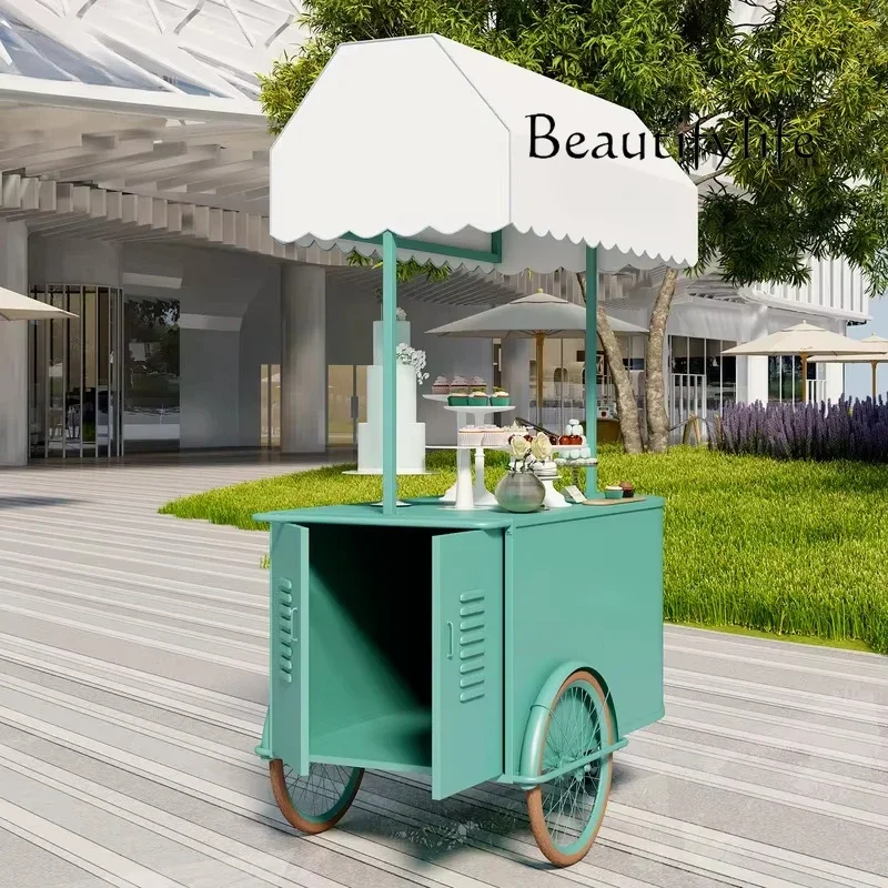 

H Night Mobile Commercial Square Market Stall Cart Outdoor Snack Cart Display Rack Mobile Stand Commercial Booth Mobile Food Car